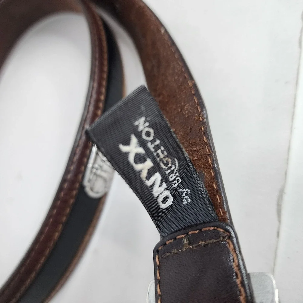 Onyx by Brighton Belt Mens 42 Brown Black Golf Concho Leather 12000